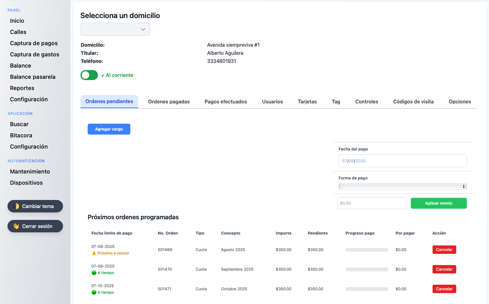 Panel Administrativo